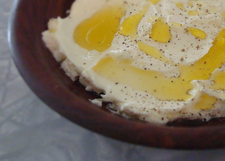 Labneh or Yoghurt cheese drizzled with olive oil, copyright Lucy at Life and cheese